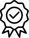 Icône médaille avec coche, symbolise la qualité